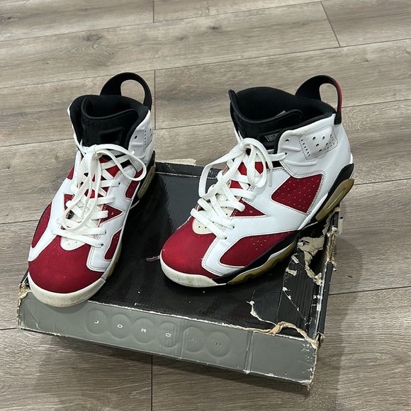 JORDAN • Men Air Jordan 6 Retro Carmine • sz 8 • Red, White, Black • - Picture 10 of 10